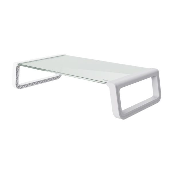 SOPORTE SOBREMESA TRUST MONTA TV MONITOR CRISTAL ERGONOMIC WHITE