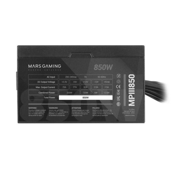 FUENTE DE ALIMENTACION MARS GAMING MPIII 850W ATX - Imagen 2