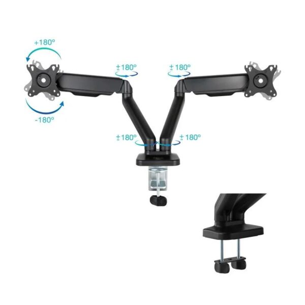 SOPORTE DE MESA TV MONITOR TOOQ DB5132TNR-B 17-32 2 BRAZOS ASISTIDO BLACK - Imagen 3