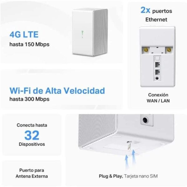 WIRELESS ROUTER MERCUSYS MB130-4G 4G LTE 150MBPS - Imagen 5
