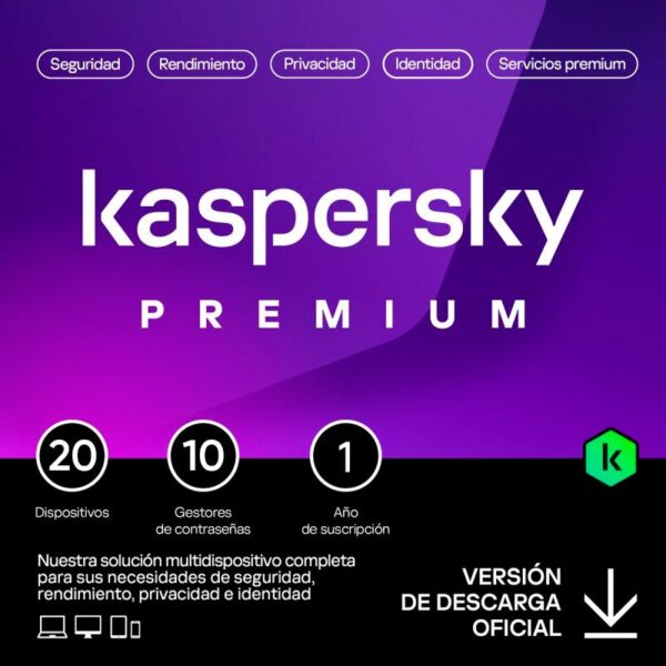 ANTIVIRUS KASPERSKY PREMIUM 1YEAR 20L PC MAC ANDROID IOS L.ELECTRONICA