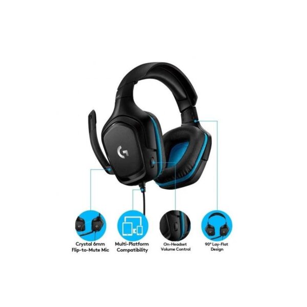 AURICULARES + MICROFONO LOGITECH GAMING G432 USB  DTS 7.1 BLACK BLUE - Imagen 2