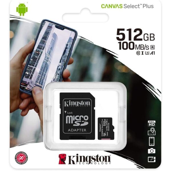 MEMORIA MICRO SD 512GB KINGSTON XC C10 + ADAPTADOR SD - Imagen 3