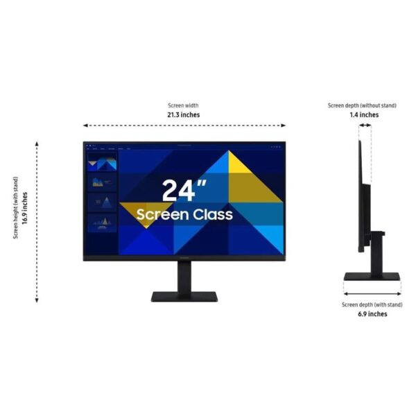 MONITOR SAMSUNG ESSENTIAL S3 24 IPS 100HZ VGA HDMI BLACK - Imagen 3