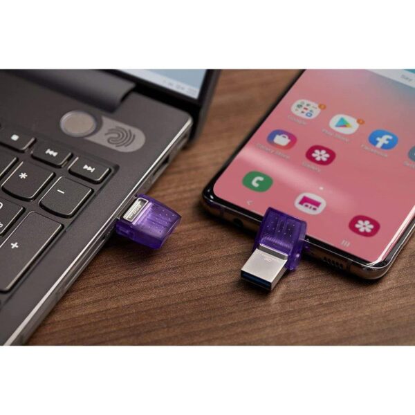 PEN DRIVE 128GB KINGSTON USB-A USB-C 3.2 PURPLE - Imagen 5