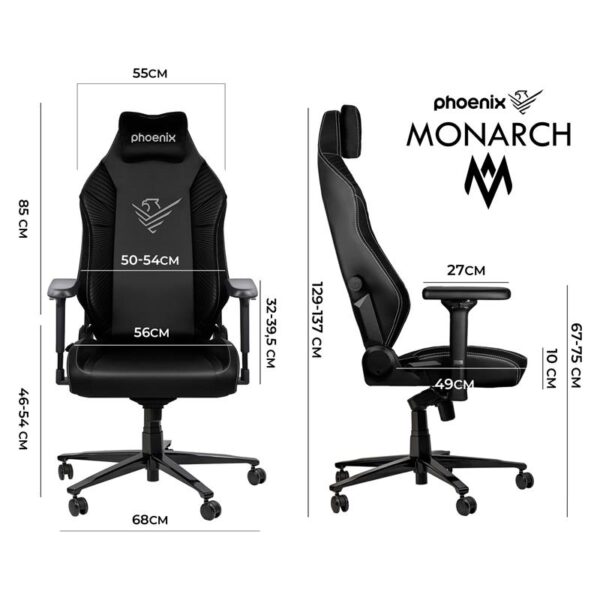 SILLA GAMING PHOENIX CUERO MONARCH TALLA R BLACK - Imagen 14