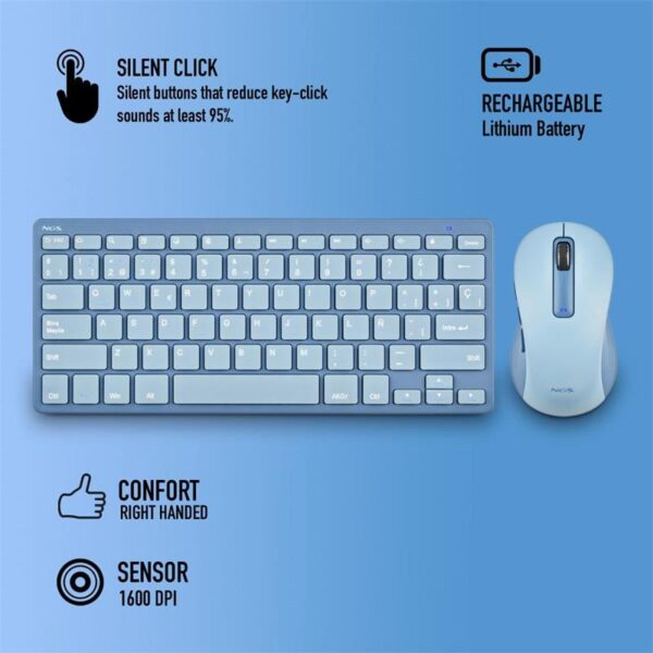 TECLADO + RATON NGS FANTASY KIT WIRELESS BLUE - Imagen 2