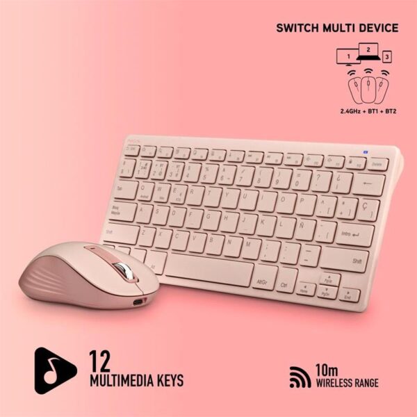 TECLADO + RATON NGS FANTASY KIT WIRELESS PINK - Imagen 4