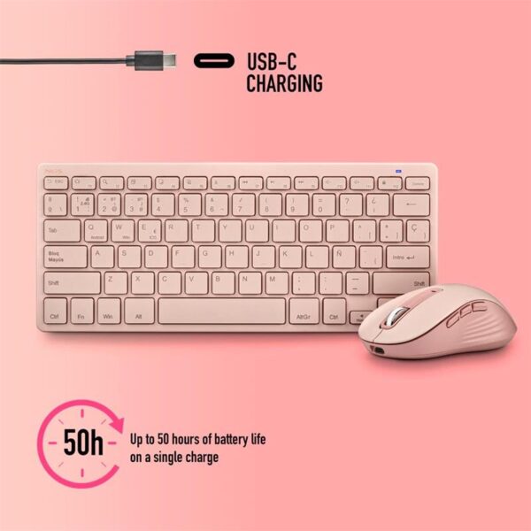 TECLADO + RATON NGS FANTASY KIT WIRELESS PINK - Imagen 6