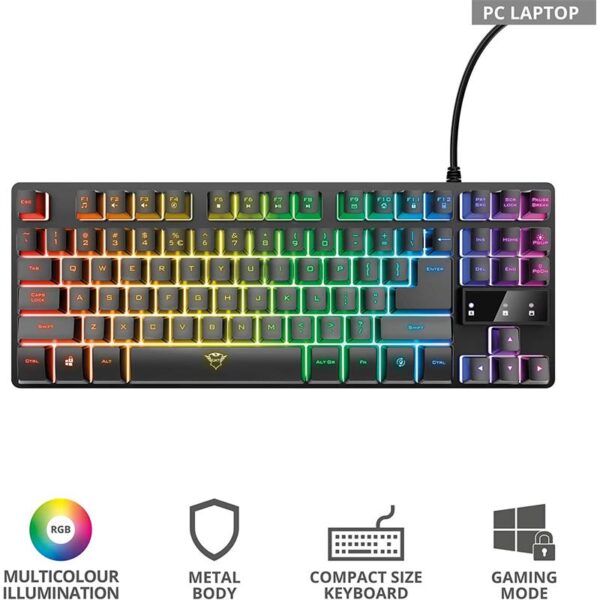 TECLADO TRUST GAMING GXT 833 METALICO USB RGB - Imagen 2