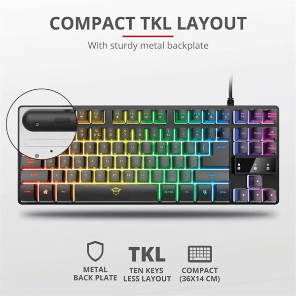 TECLADO TRUST GAMING GXT 833 METALICO USB RGB - Imagen 5