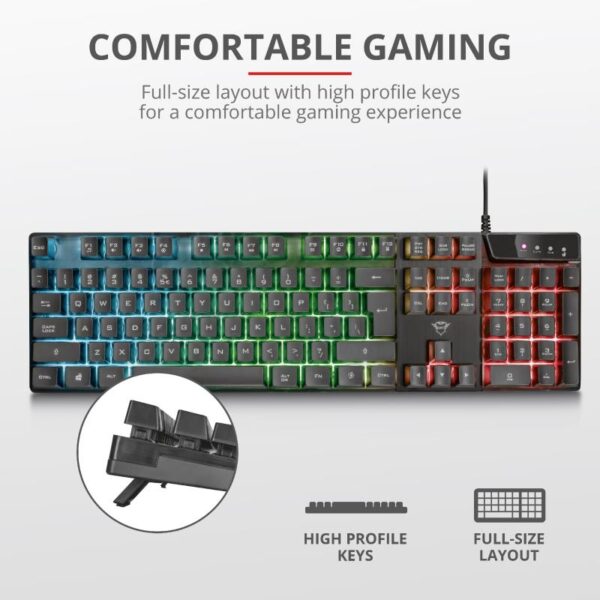 TECLADO TRUST GAMING GXT 835 USB RGB - Imagen 4