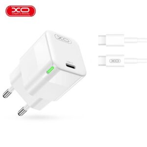 CARGADOR TIPO C 30W + CABLE TIPO C - TIPO C 1 METRO BLANCO XO