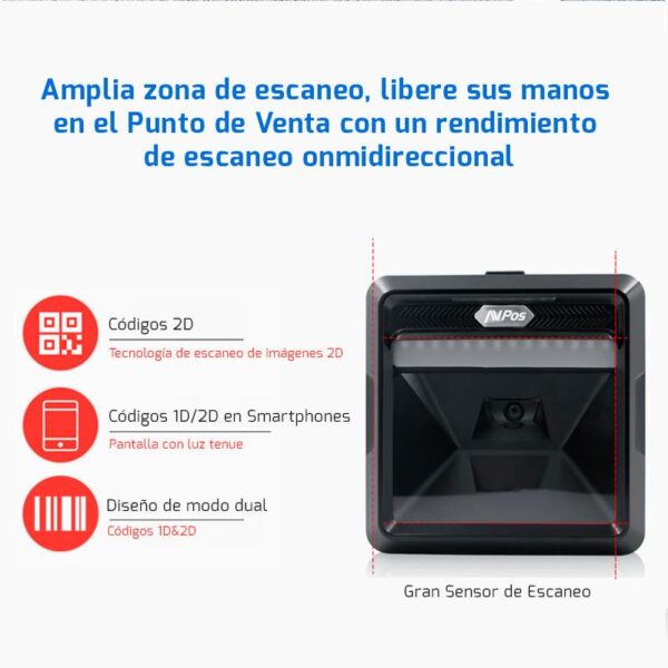 LECTOR AVPOS CODIGOS 1D + 2D + QR BP900 OMNIDIRECCIONAL USB - Imagen 9