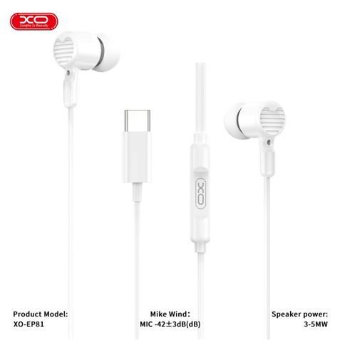 AURICULARES CON Y MICROFONO CABLE TIPO C EP81 BLANCO XO
