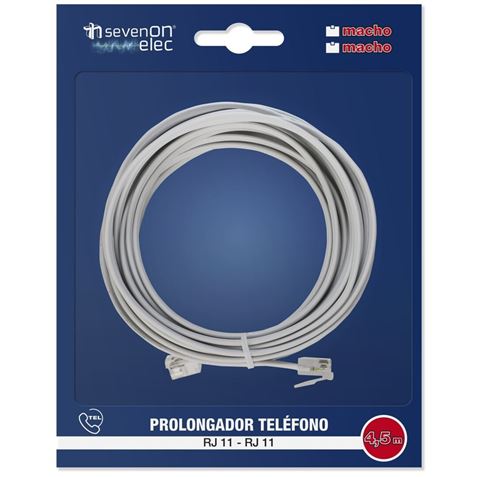 CABLE TELÉFONO RJ11 4.5M 4 VIAS MACHO-MACHO SEVENON