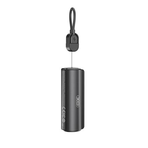 MINI POWERBANK 5000MAH CON LINTERNA Y CABLE TIPO C PR281 NEGRO XO